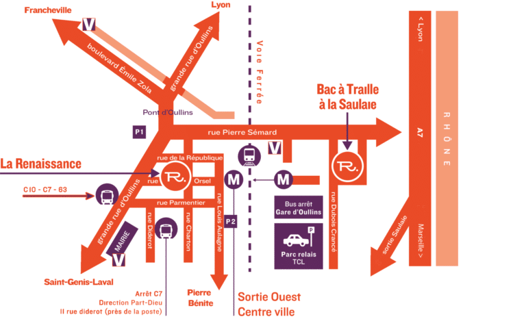 plan d'accès au théâtre de La Renaissance
